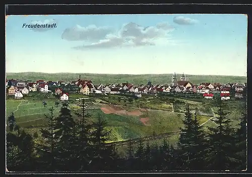 AK Freudenstadt, Ortspanorama aus der Vogelschau