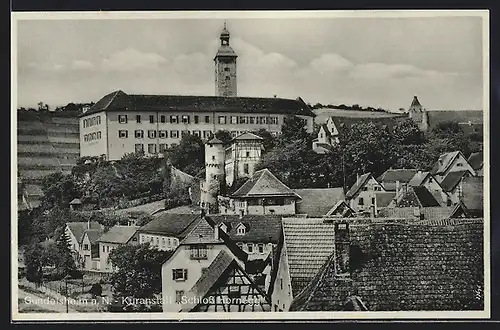 AK Gundelsheim a. N., Teilansicht mit Schloss