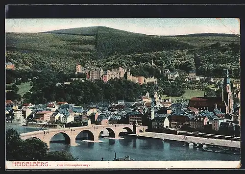 AK Heidelberg, Ortsansicht vom Philosophenweg