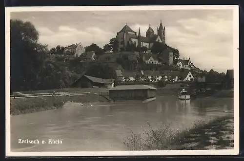 AK Breisach /Rh., Rheinpartie mit Blick auf den Ort