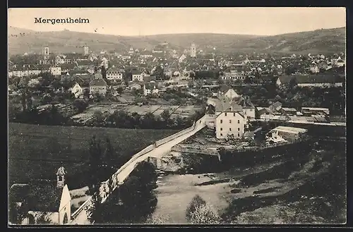 AK Mergentheim, Teilansicht mit Brücke