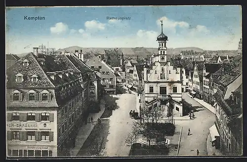 AK Kempten, Rathausplatz von oben