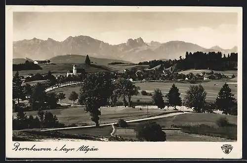 AK Bernbeuren i. bayr. Allgäu, Ortspartie mit Kirche