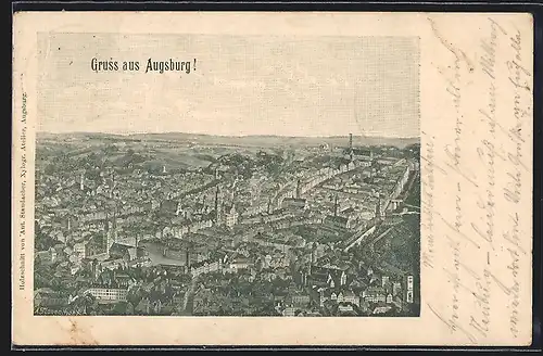 Künstler-AK Augsburg, Teilansicht