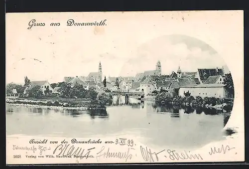 AK Donauwörth, Ansicht von der Donaubrücke aus