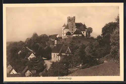 AK Reisenburg, Ortspartie mit Burg