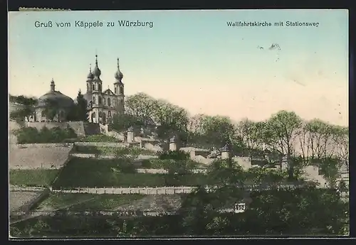 AK Würzburg, Käppele, Wallfahrtskirche mit Stationsweg