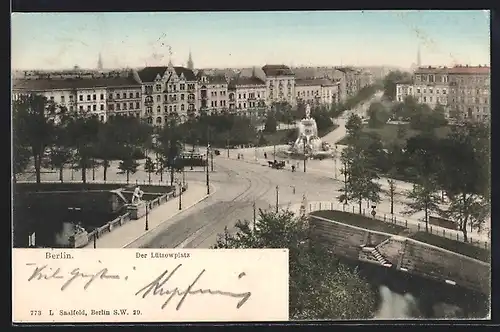 AK Berlin-Tiergarten, Der Lützowplatz mit Brunnen und Strassenbahn