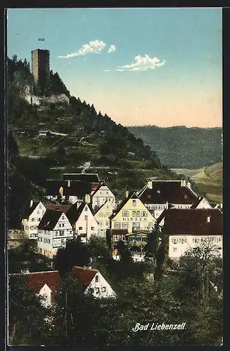 AK Bad Liebenzell, Ortspartie mit Gasthaus Hirsch und Turm