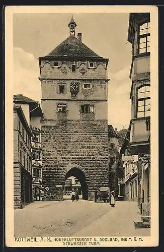 AK Rottweil a. N., Strassenpartie am Schwarzen Turm