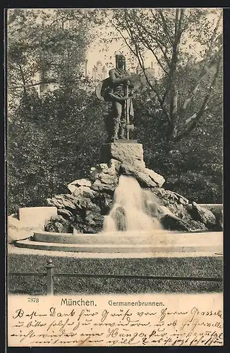 AK München, Germanenbrunnen im Botanischen Garten