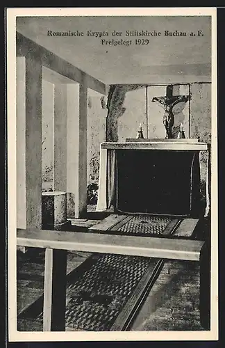 AK Buchau a. F., Romanische Krypta der Stiftskirche, Feigelegt 1929