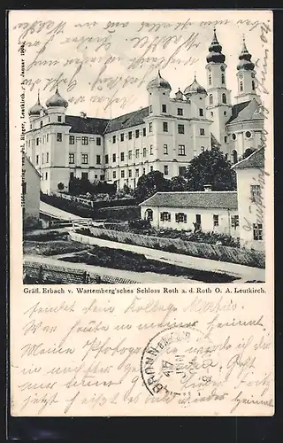 AK Roth a. d. Roth O.-A. Leutkirche, Gräfl. Erbach v. Wartemberg`sches Schloss Roth