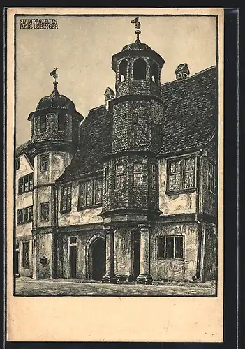 Künstler-AK Stadtprozelten a. Main, Fassade des Rathauses