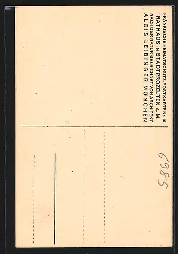 Künstler-AK Stadtprozelten a. Main, Fassade des Rathauses