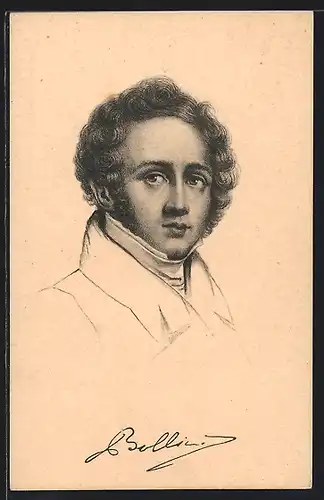 AK Portrait von Vincenzo Bellini, Opernkomponist, 1801-1885