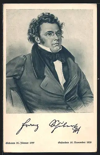 AK Portrait von Franz Schubert, Komponist, 1797-1828