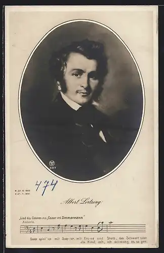 AK Albert Lortzing, Portrait des Komponisten