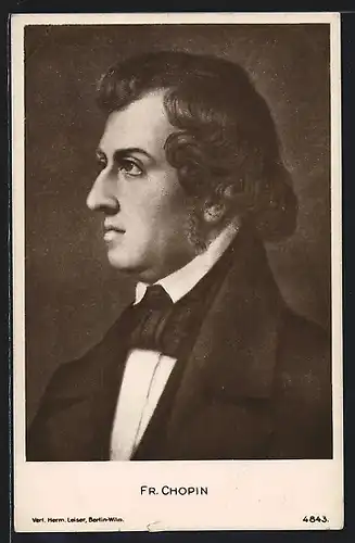 AK Komponist Frederic Chopin, Halbportrait im Anzug