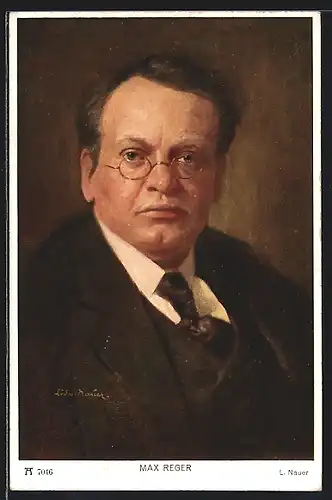 AK Portrait des Komponisten Max Reger