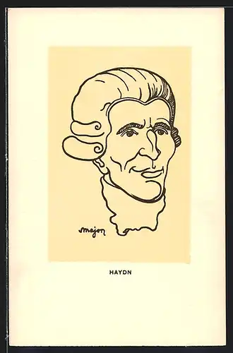 AK Karikatur Joseph Haydn, Komponist zur Zeit der Wiener Klassik