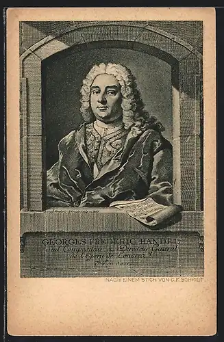 Künstler-AK Portrait des Komponisten Georg Friedrich Händel