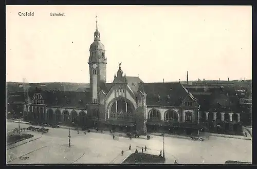 AK Crefeld, Ansicht vom Bahnhof