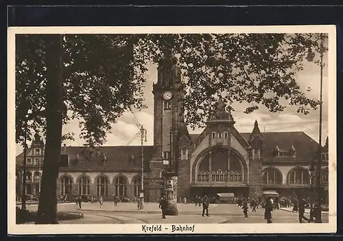 AK Krefeld, Bahnhof und Litfasssäule