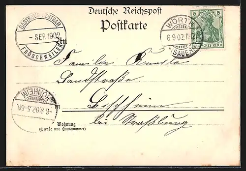 AK Langensulzbach, Ortsansicht mit Bauer auf dem Feld