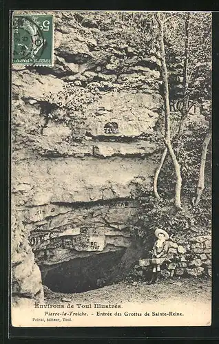AK Pierre-la-Treiche, Entrée des Grottes de Sainte-Reine