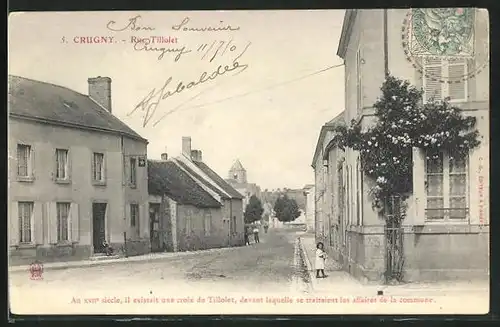 AK Crugny, Rue Tillolet, Strassenpartie