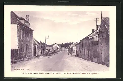 AK Jalons-les-Vignes, Route Nationale venant d`Epernay, Strassenpartie