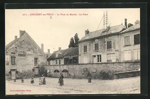 AK Joncherry-sur-Vesle, La Place du Marché, La Poste