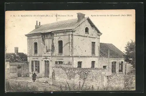 AK Magneux-Les-Fismes, La Mairie et l`Ecole