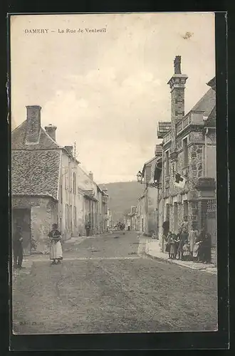 AK Damery, La Rue de Venteuil, Ortspartie