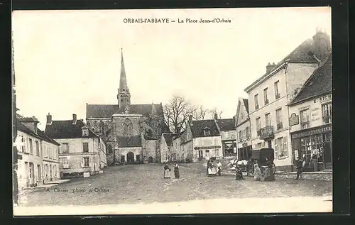 AK Orbais-l`Abbaye, La Place Jean-d`Orbais, Ortspartie
