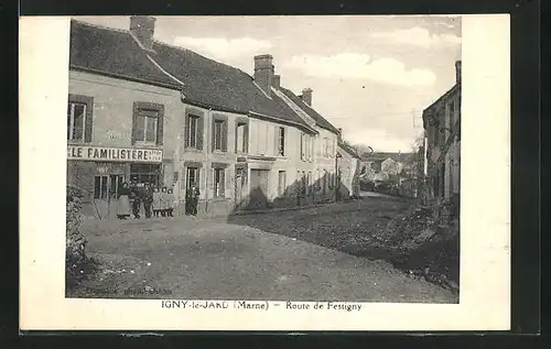 AK Igny-le-Jard, Route de Festigny, Ortspartie