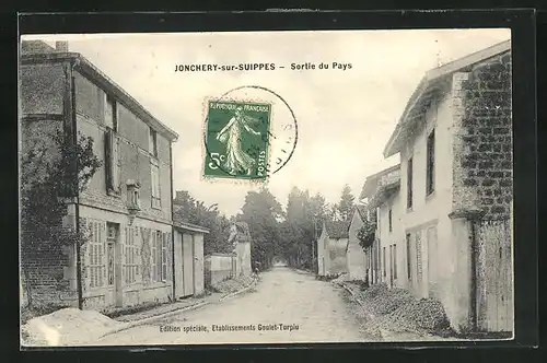 AK Jonchery-sur-Suippes, Sortie du Pays, Ortsausgang