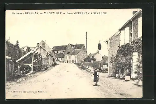 AK Montmort, Route d`Epernay à Sézanne, Strassenpartie