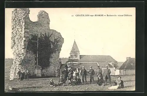 AK Chatillon-sur-Marne, Ruines du vieux Château
