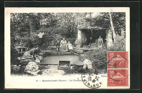 AK Montmirail, La Fontaine des Amoureux, Waschfrauen