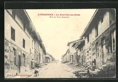 AK La Neuville-au-Pont, Rue du Trou Rimbault, Strassenpartie