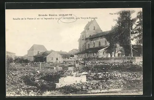 AK Favresse, Bataille de la Marne 1914, L`Eglise