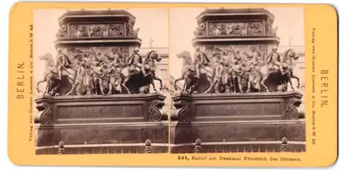 Stereo-Fotografie Gustav Liersch & Co., Berlin, Ansicht Berlin, Relief am Denkmal Friedrich des Grossen