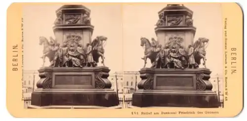 Stereo-Fotografie Gustav Liersch & Co., Berlin, Ansicht Berlin, Relief am Denkmal Friedrich des Grossen