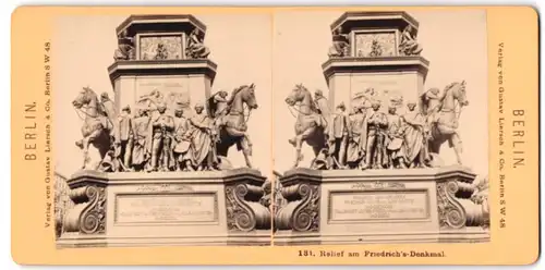 Stereo-Fotografie Gustav Liersch & Co., Berlin, Ansicht Berlin, Relief am Friedrich`s-Denkmal