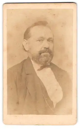 Fotografie F. W. Patzsch, Burgstädt, Porträt eines Mannes mit Vollbart und Fliege