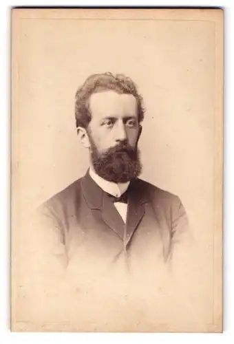 Fotografie H. Schröder, Lübeck, Portrait bürgerliche Herr im Anzug mit Fliege und Vollbart