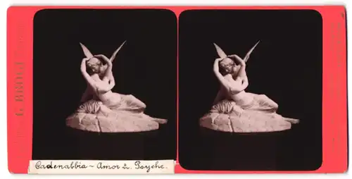 Stereo-Fotografie G. Brogi, Firenze, Ansicht Cadenabbia, Amor und Psyche