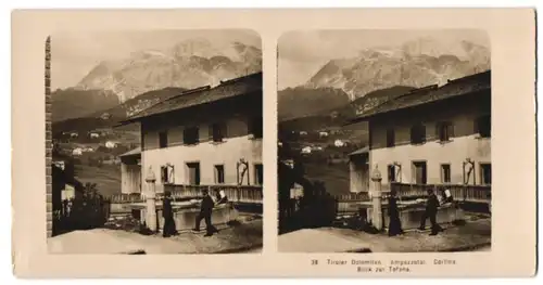 Stereo-Fotografie unbekannter Fotograf, Ansicht Cortina, Blick zur Tofana